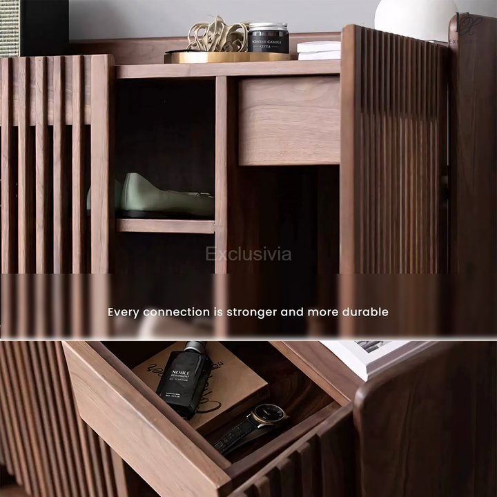 STRUT Rustic Solid Wood Shoe Cabinet - Exclusivia