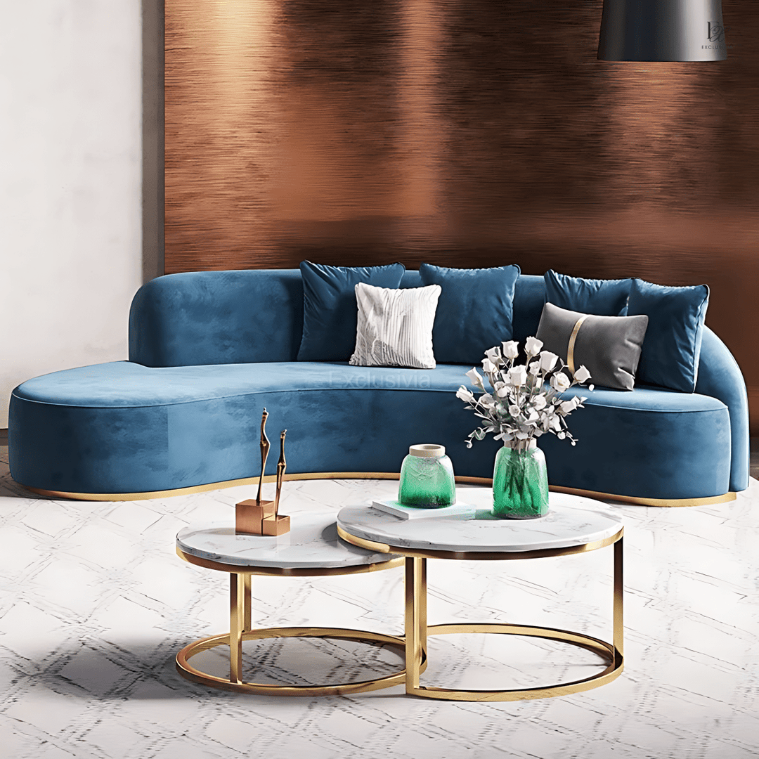 CORRAN Modern Curved Velvet Sofa - Exclusivia