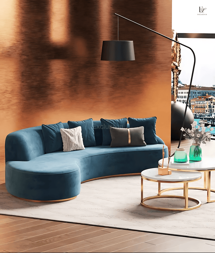 CORRAN Modern Curved Velvet Sofa - Exclusivia