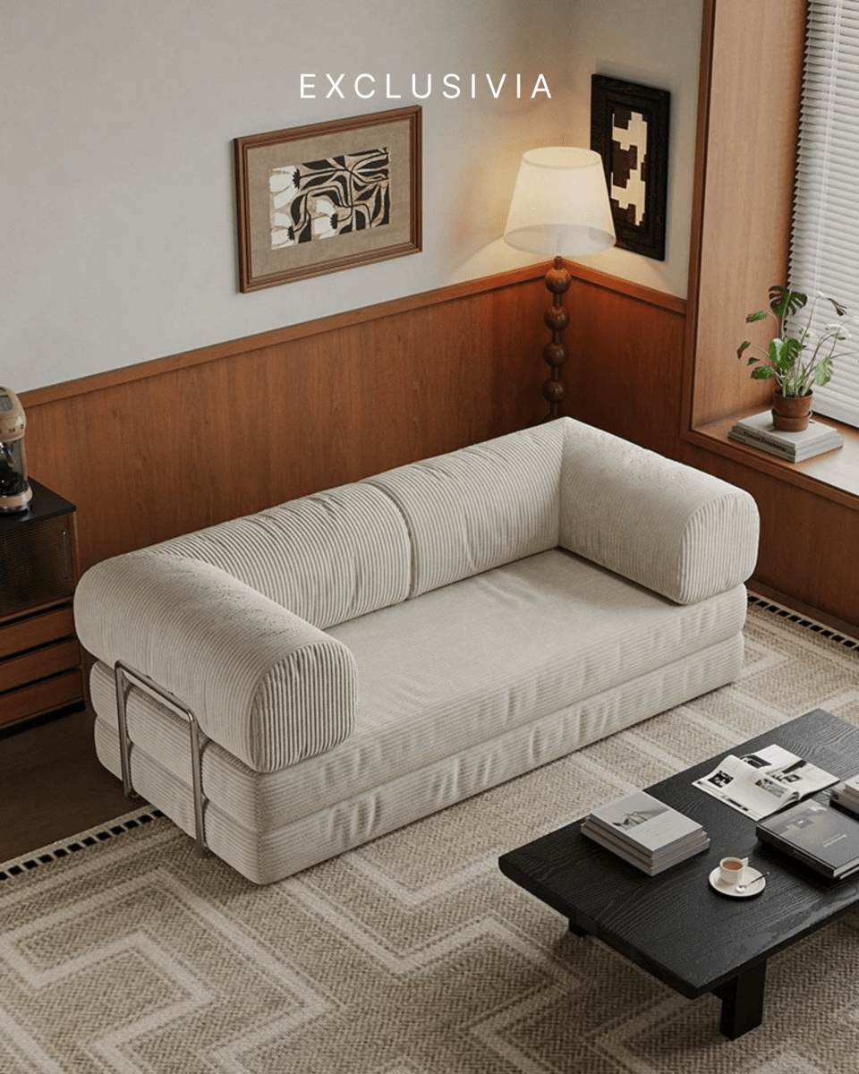 LUMI Corduroy Convertible Sofa Bed - Exclusivia