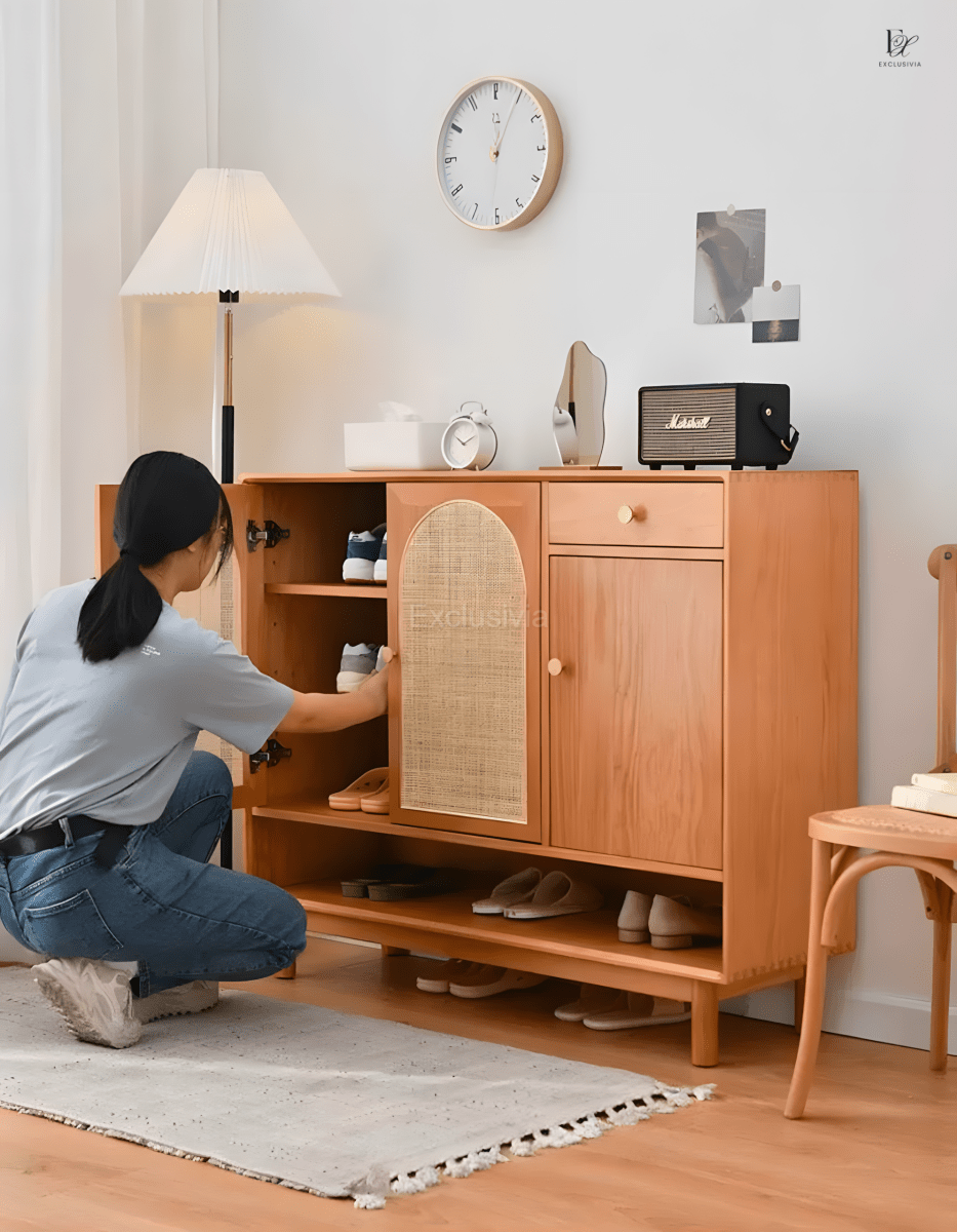 NATHAN Rattan Shoe Cabinet Rack - Exclusivia