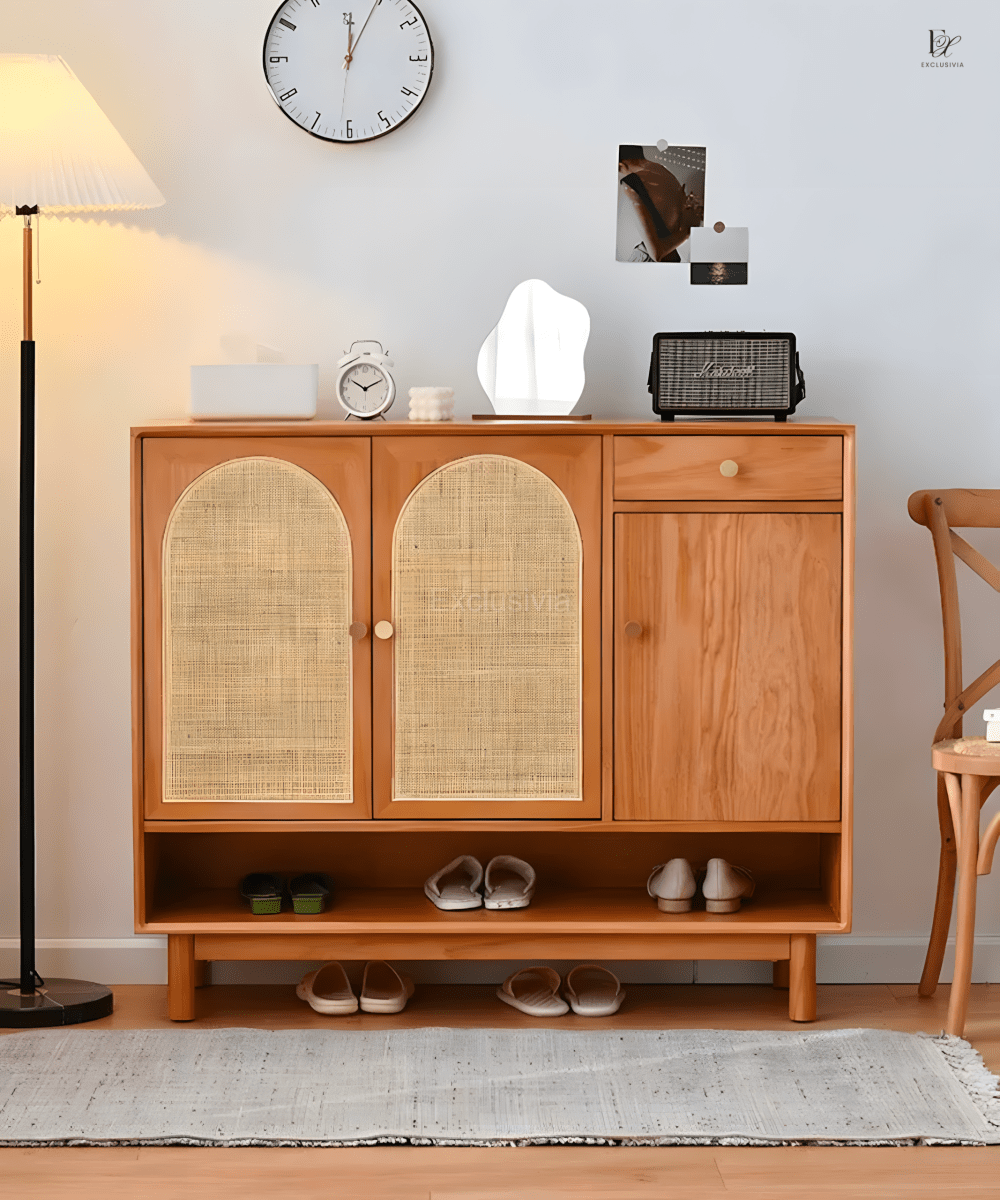 NATHAN Rattan Shoe Cabinet Rack - Exclusivia