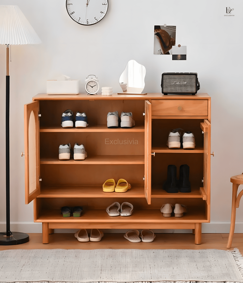 NATHAN Rattan Shoe Cabinet Rack - Exclusivia