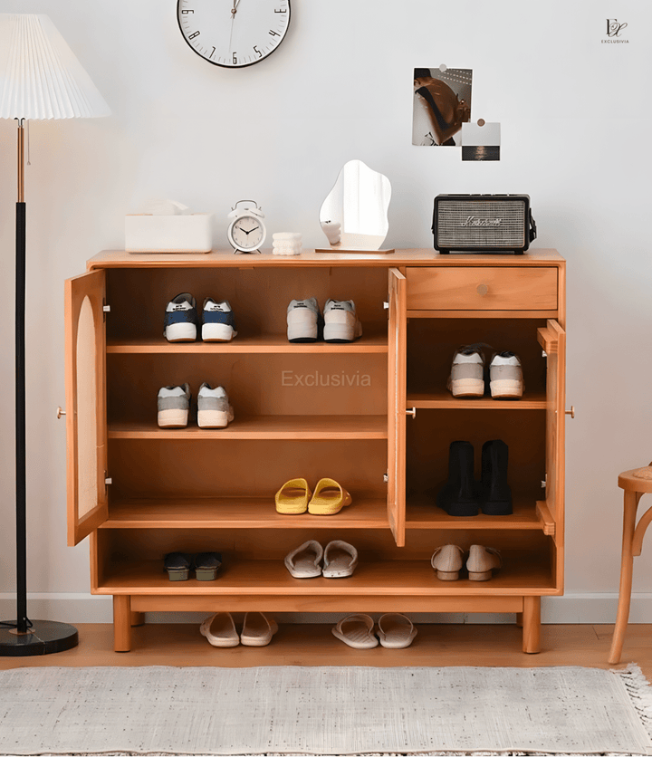 NATHAN Rattan Shoe Cabinet Rack - Exclusivia