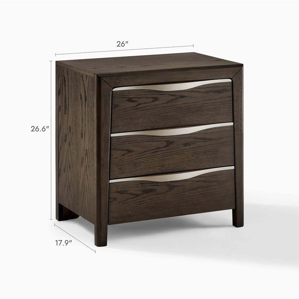 Nils 3 - Drawer Nightstand, 66 cm - Exclusivia