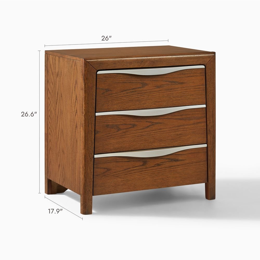 Nils 3 - Drawer Nightstand, 66 cm - Exclusivia