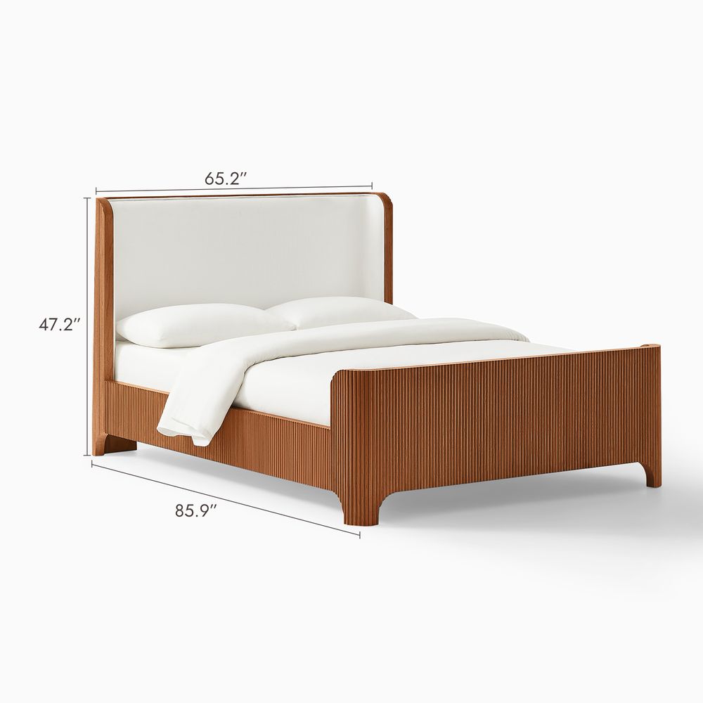 Runa Fluted Solid Oak Bed, Queen & King