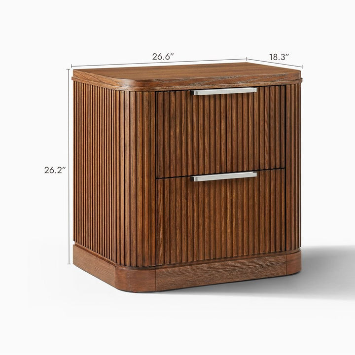 Toren 2 - Drawer Fluted Nightstand, 67 cm - Exclusivia