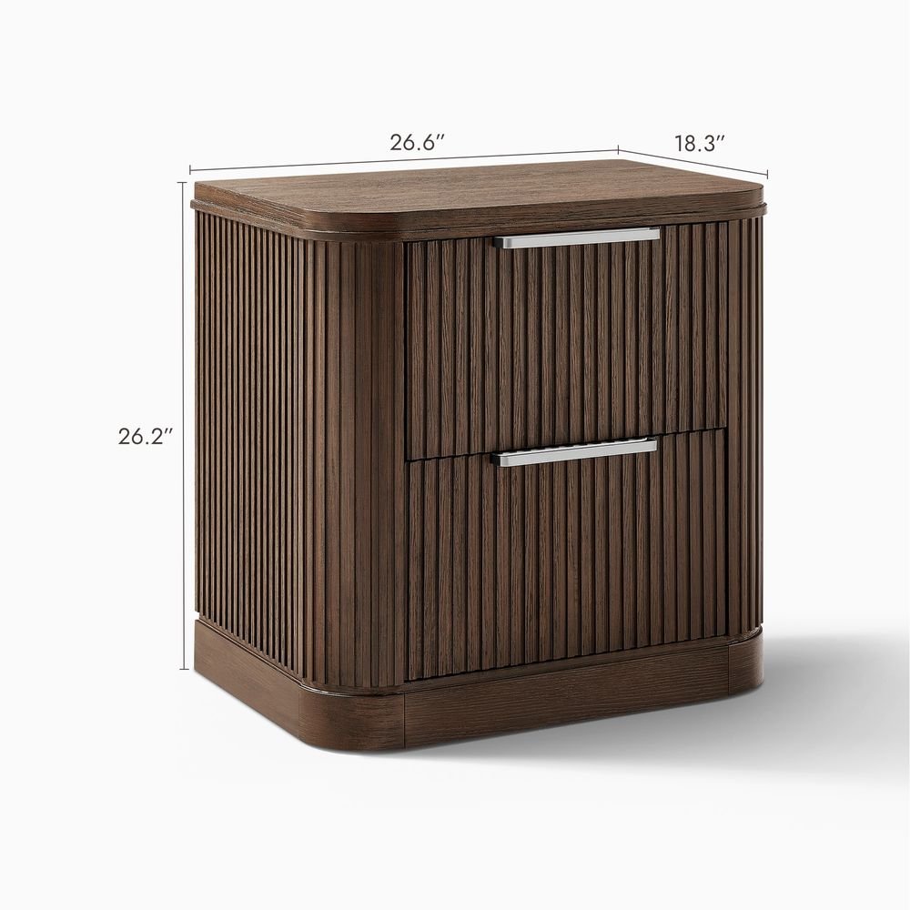 Toren 2 - Drawer Fluted Nightstand, 67 cm - Exclusivia
