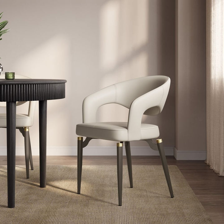 Velin Armrest Leather Dining Chairs (Set of 2) - Exclusivia