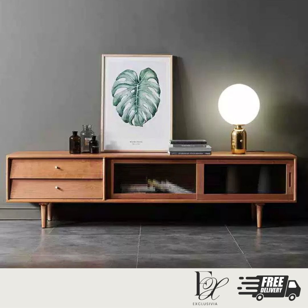 TRESTLE Rustic Solid Wood TV Console – Exclusivia