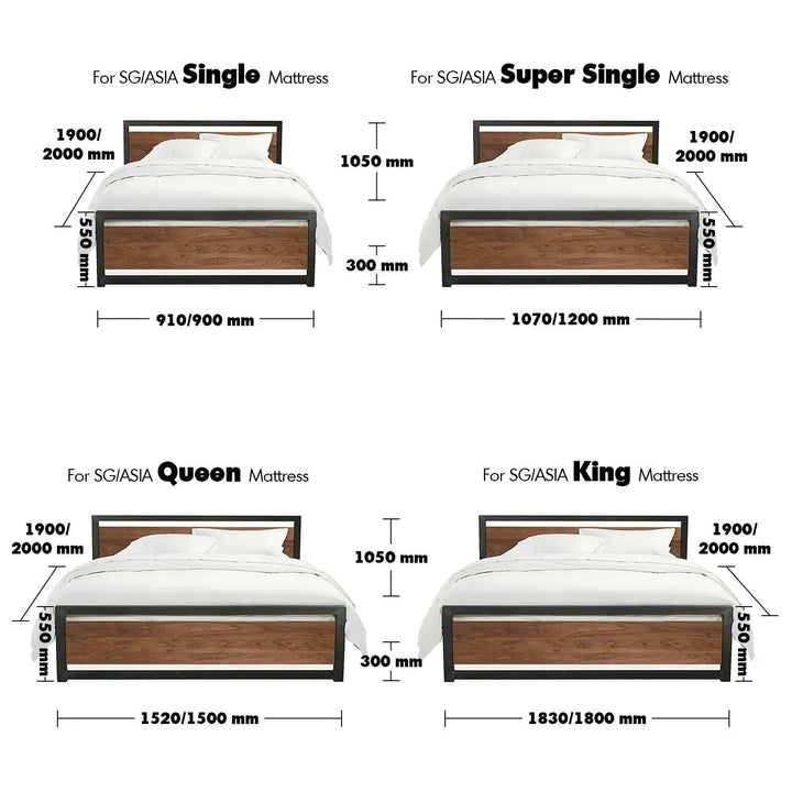 Grove Industrial Pine Wood Bed