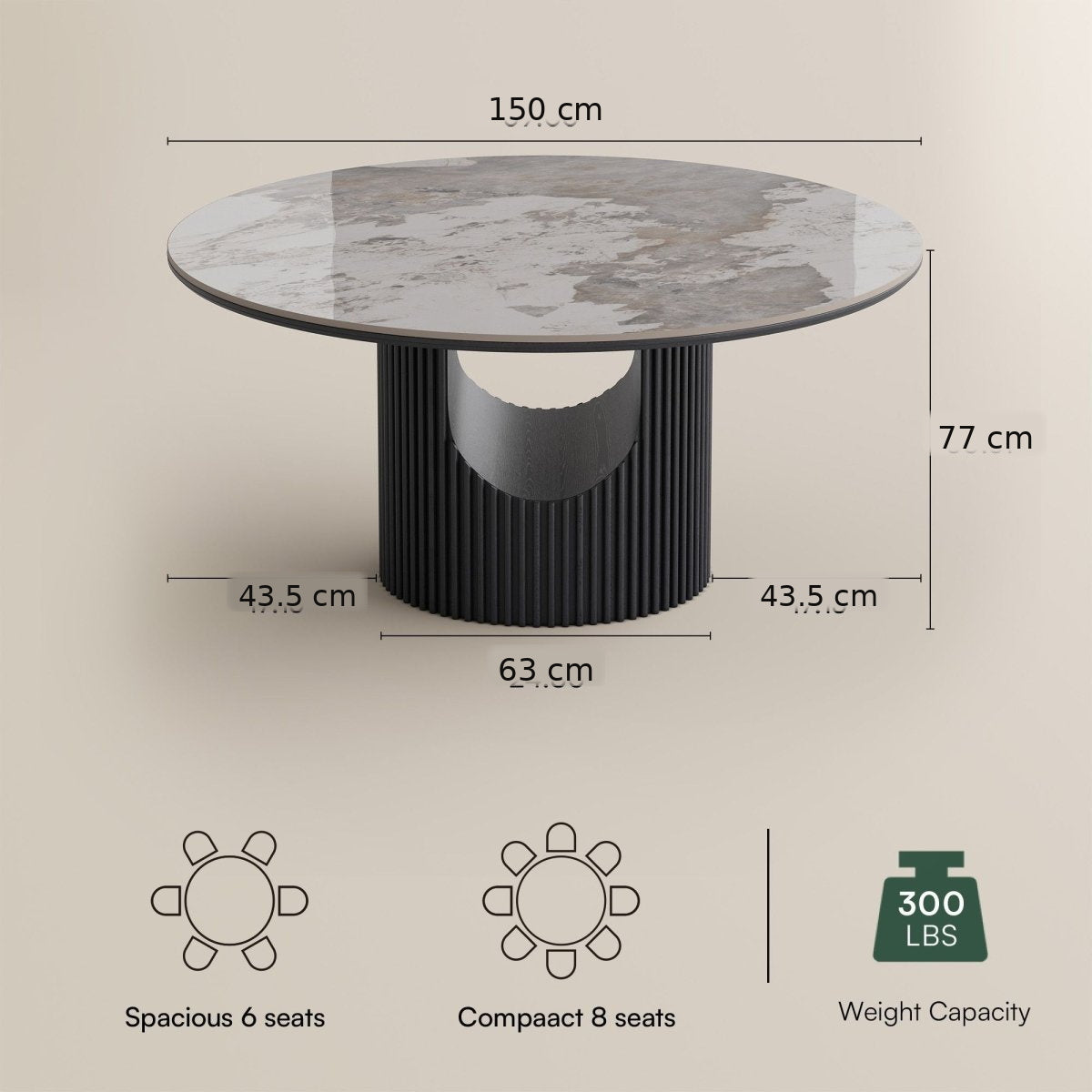 Silva Round Sintered Stone Dining Table