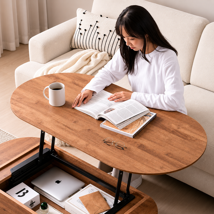 Hoshi Japandi Solid Wood Lift Coffee Table