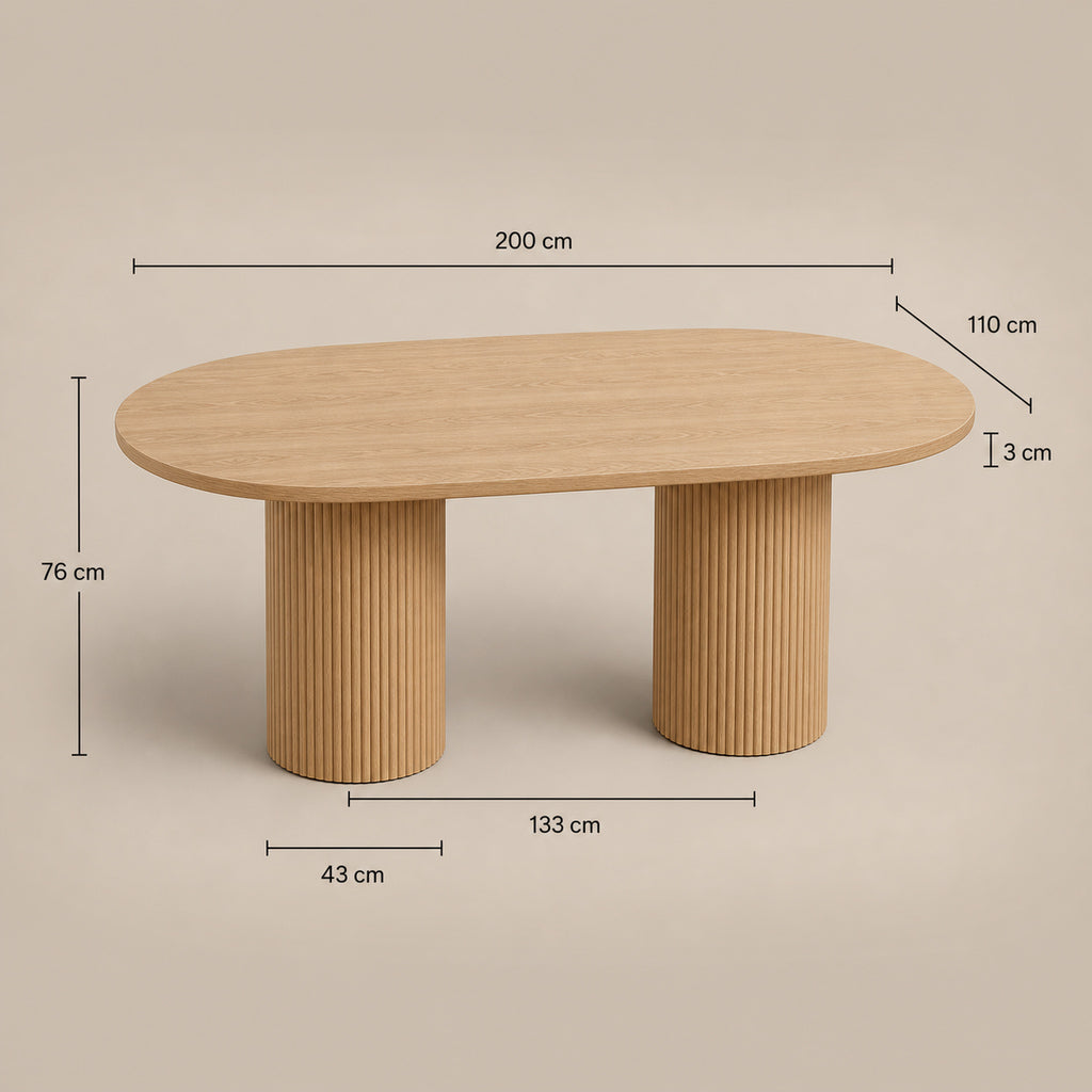 Corvina Oval Fluted Dining Table