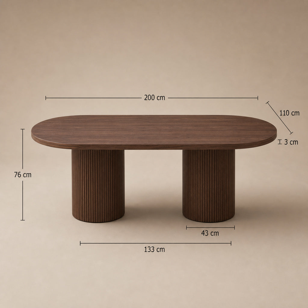 Corvina Oval Fluted Dining Table