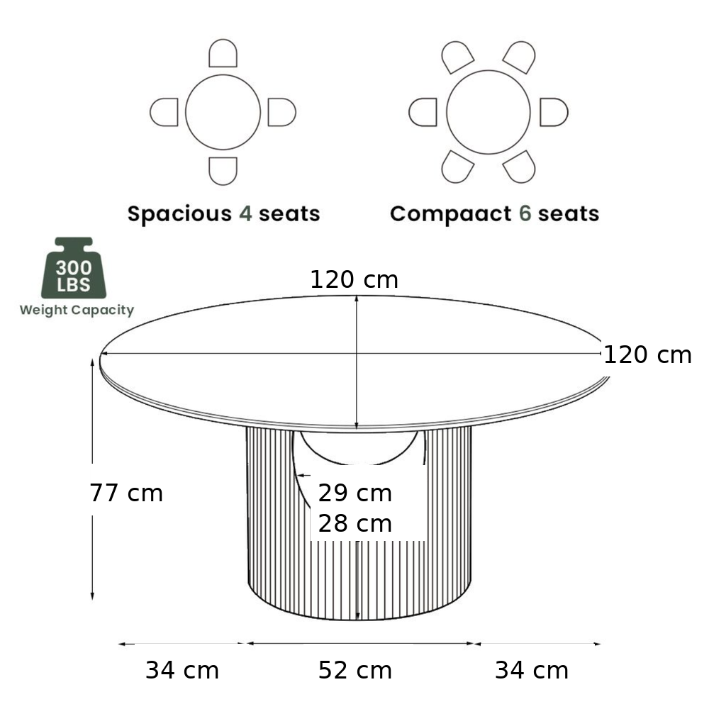 White / Bronze / 120cm Table