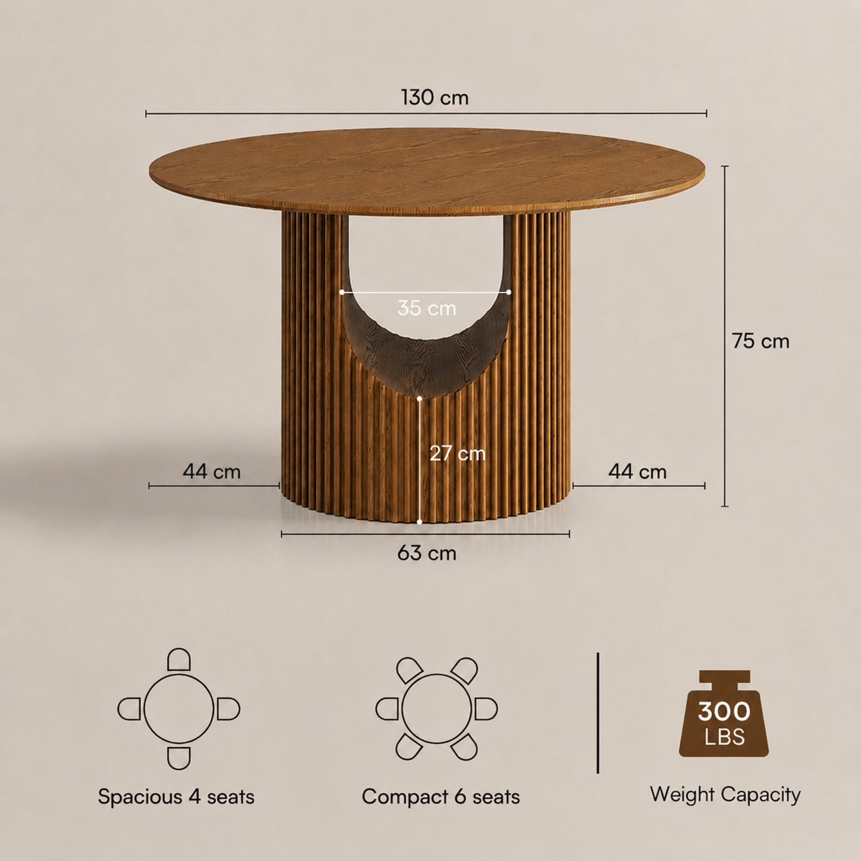 Marlowe Fluted Round Dining Table