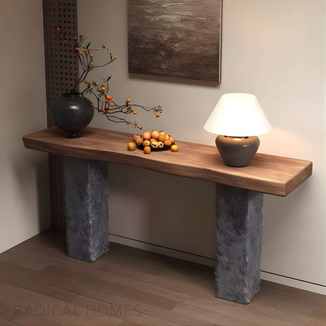 REXON Rustic Solid Wood Console Table
