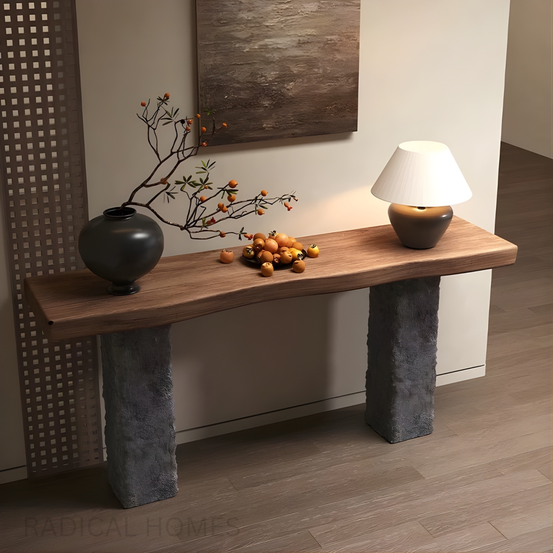 REXON Rustic Solid Wood Console Table