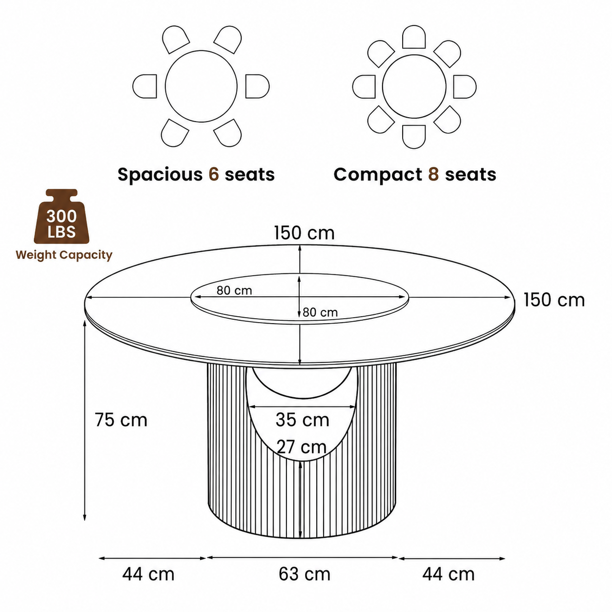 Marlowe Fluted Round Dining Table