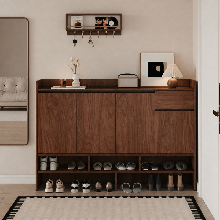 CELARA Modern Solid Wood Entryway Shoe Cabinet