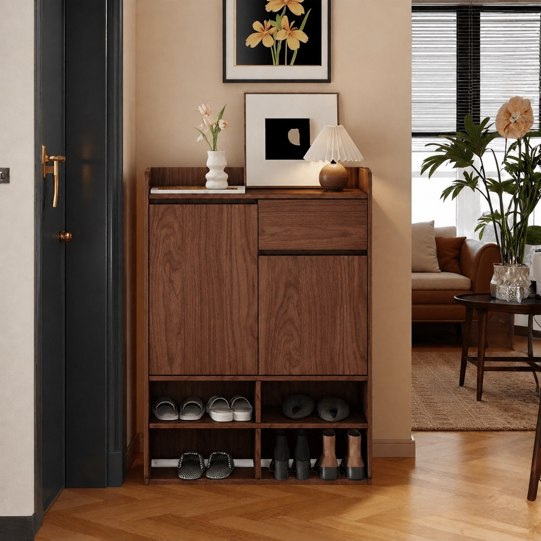 CELARA Modern Solid Wood Entryway Shoe Cabinet