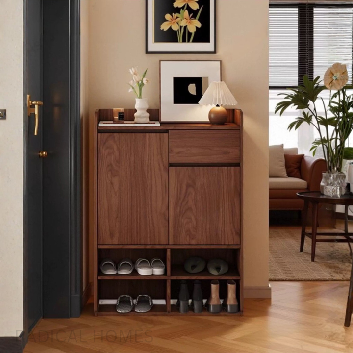 CELARA Modern Solid Wood Entryway Shoe Cabinet