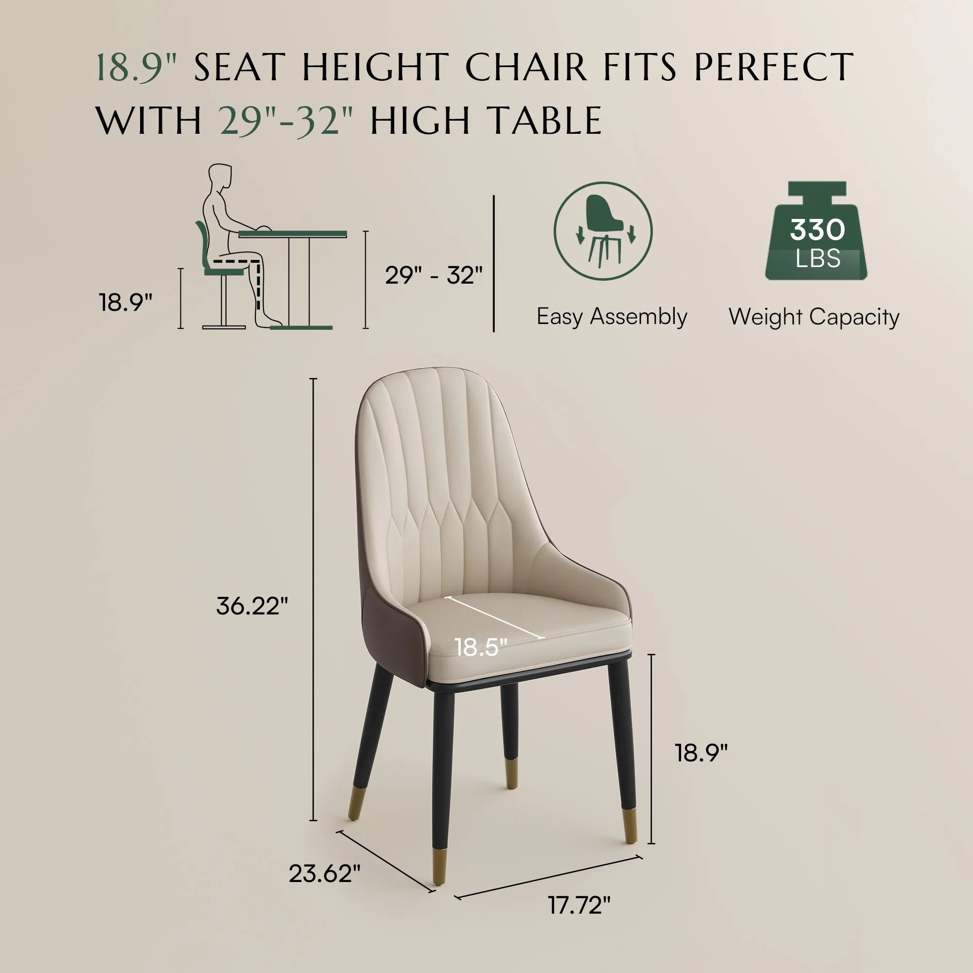 Brown & Beige PU Leather / Non-Swivel / 2 Pieces