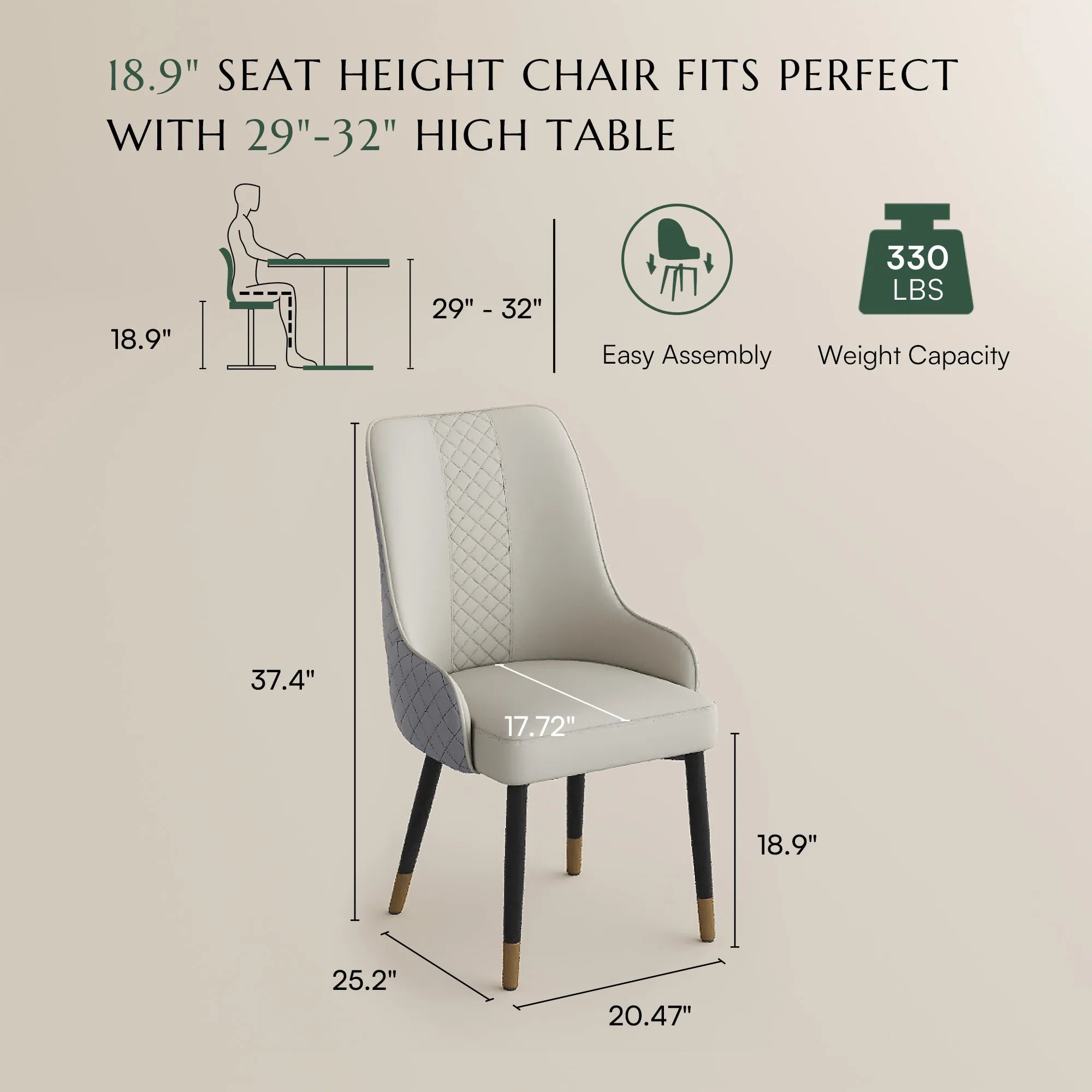 Gray & Light Gray PU Leather / Upgraded / 2 Pieces