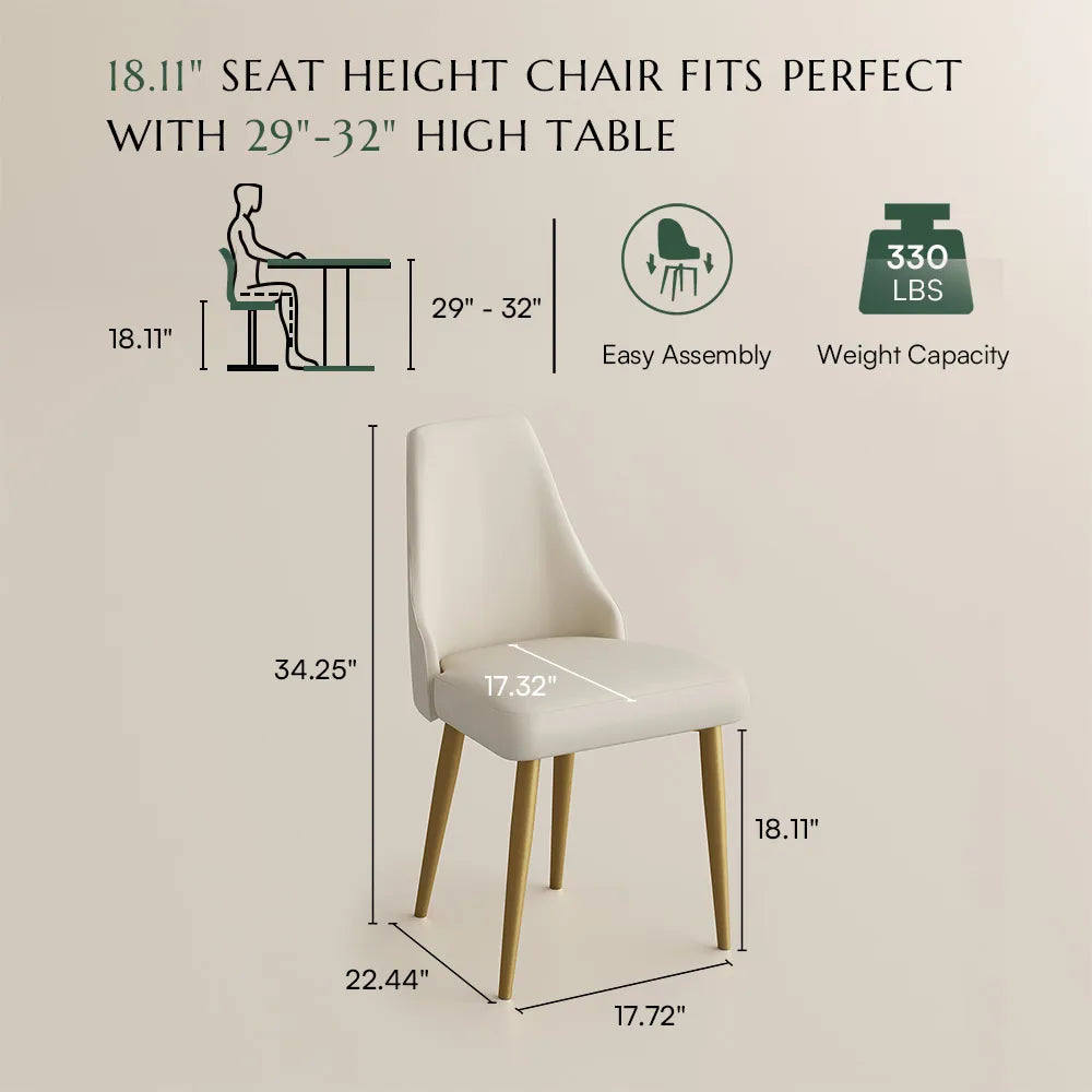 Beige PU Leather / Non-Swivel / 2 Pieces