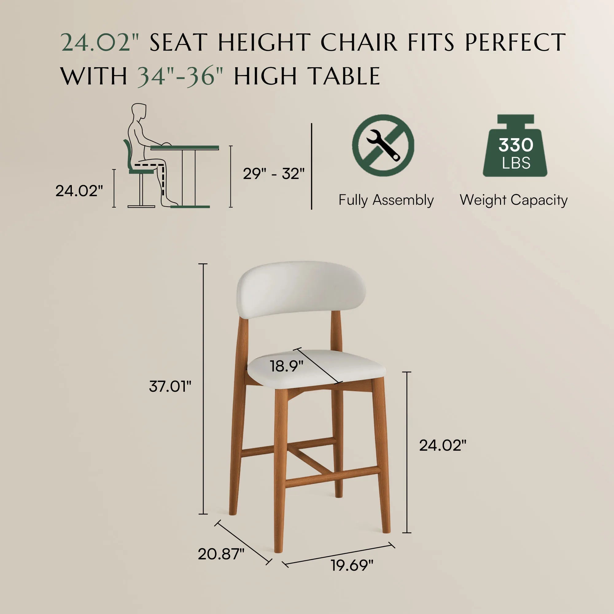 Beige & Light Walnut PU Leather / Fully Assembled / 2 Pieces