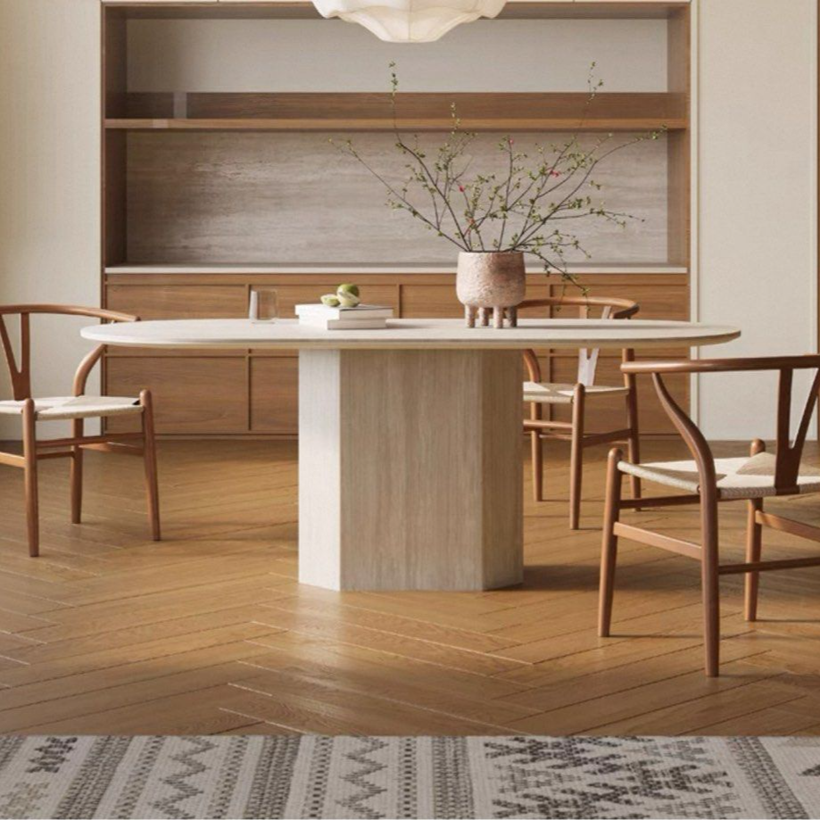 TERRON Modern Travertine Dining Table
