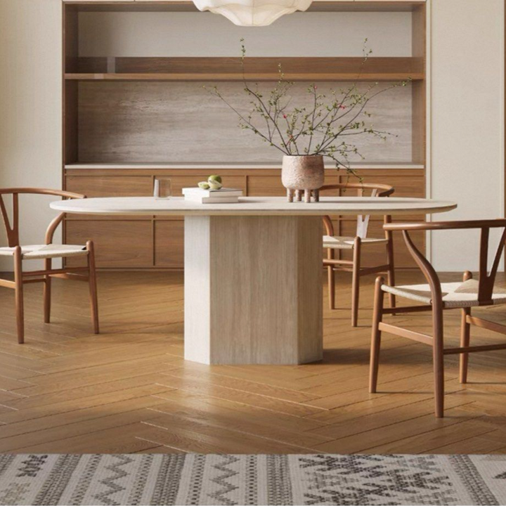 TERRON Modern Travertine Dining Table