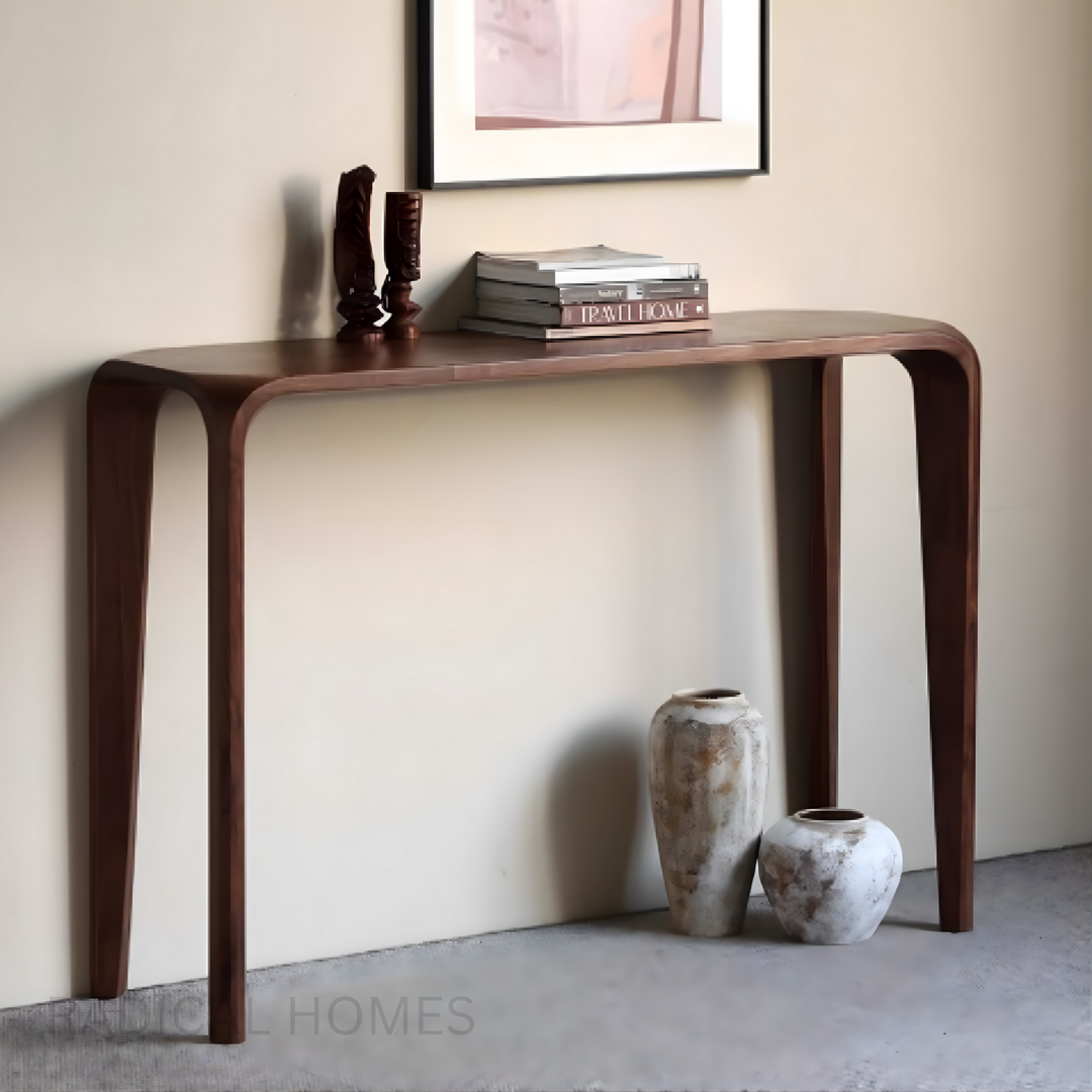 SELVA Modern Walnut Wood Console Table