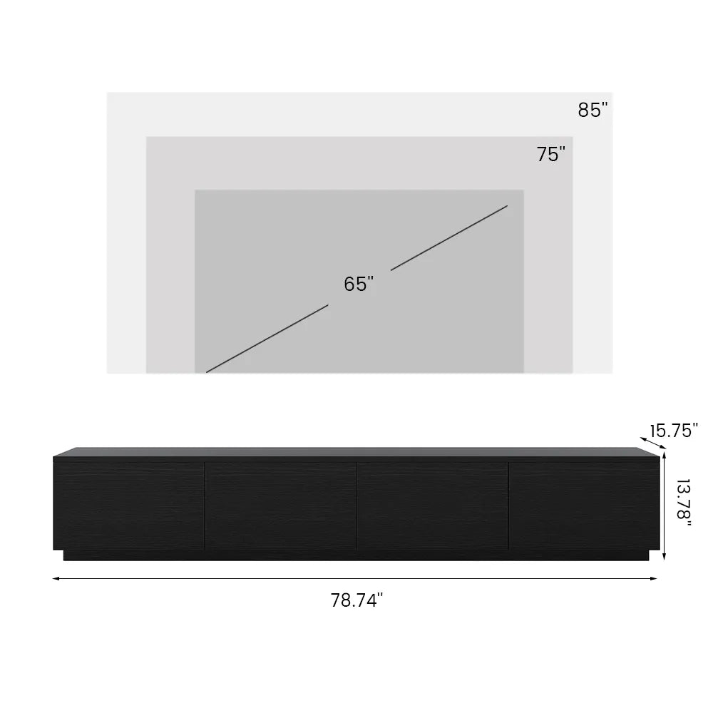 Black / 78.74 x 15.75 x 13.78 inch / MDF