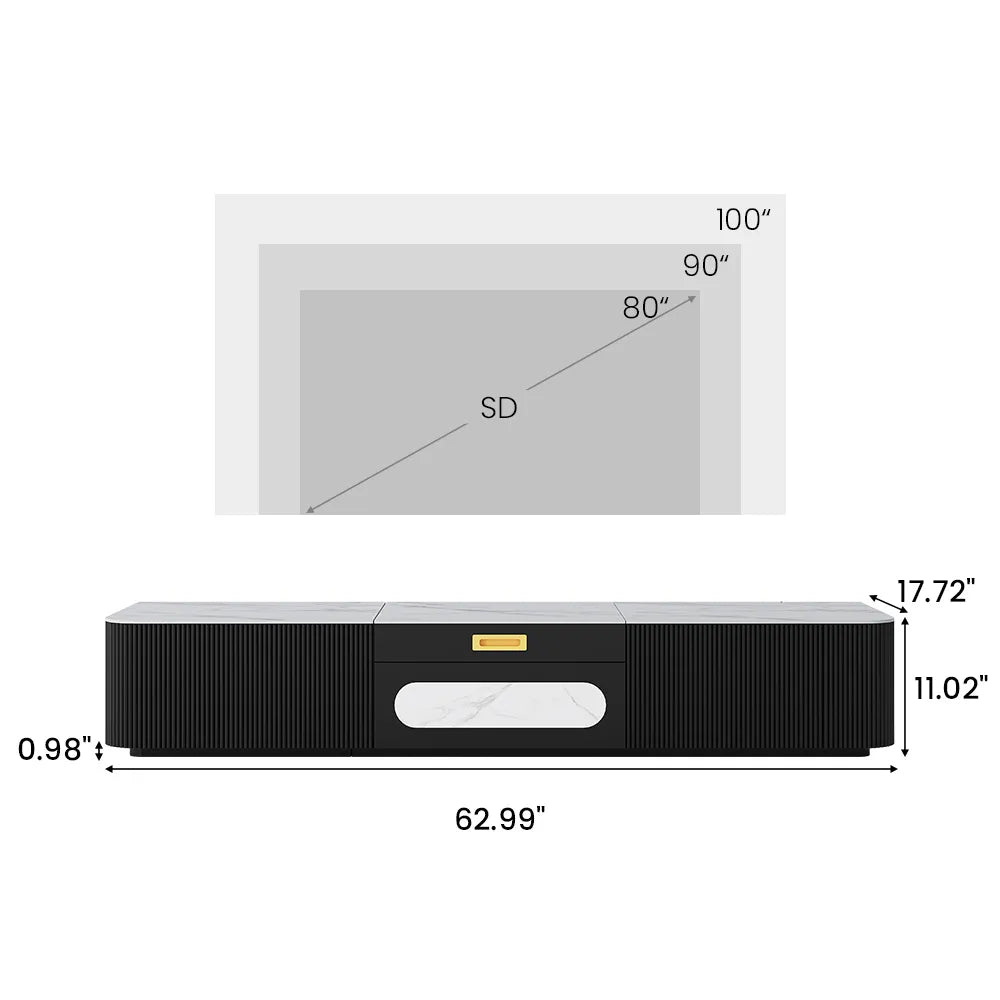 White & Black / 160cmTV Stand / Sintered Stone