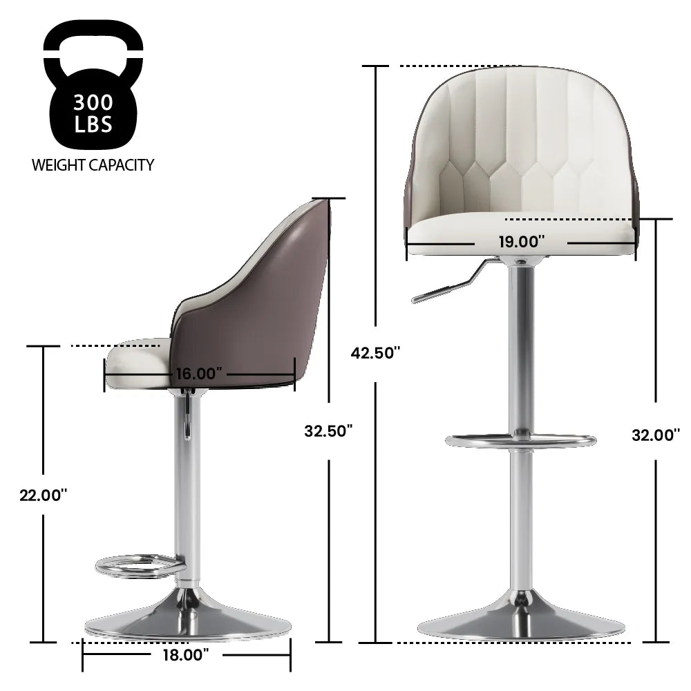 Brown PU Leather / Adjustable Height