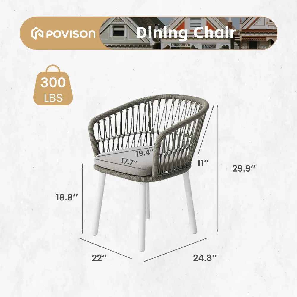 Gray Aluminum alloy & Woven rattan & Sunbrella fabric / 22.05 x 24.8 x 29.92 inch / 4 Pieces