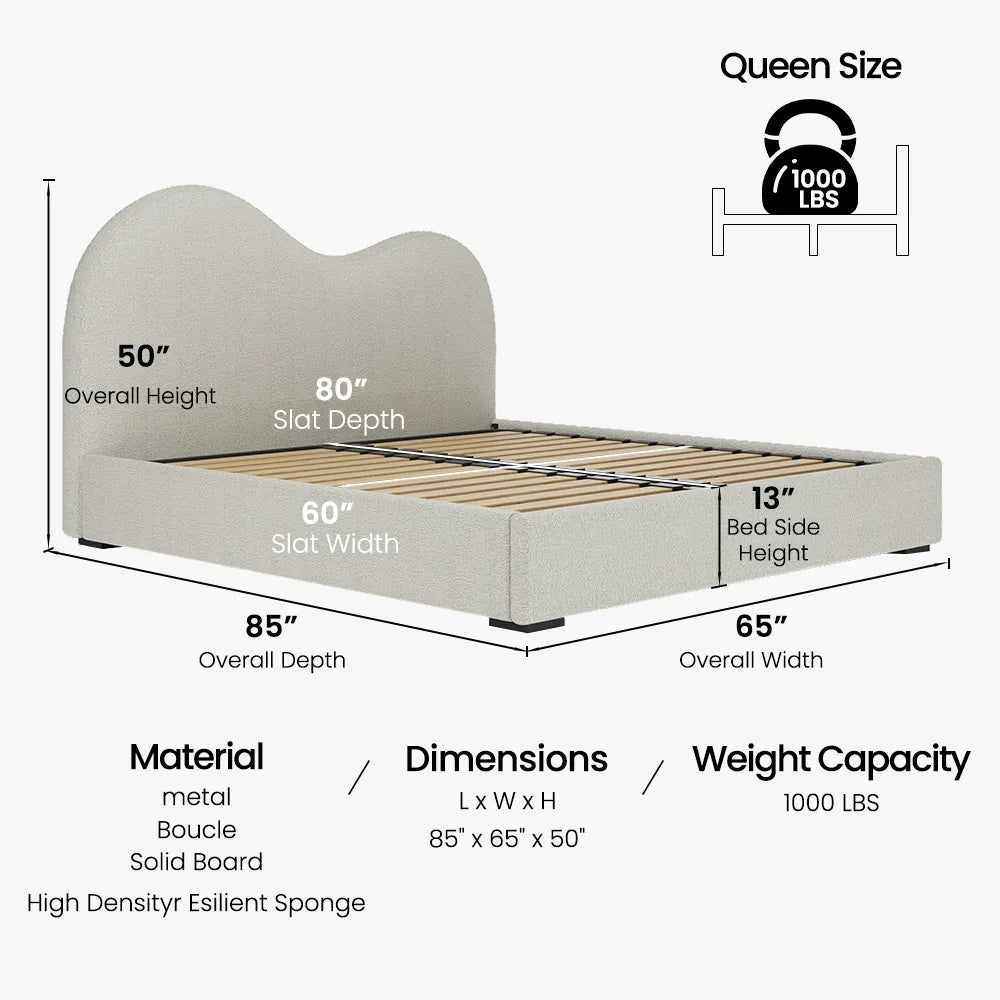 Beige / Queen Size / With Storage