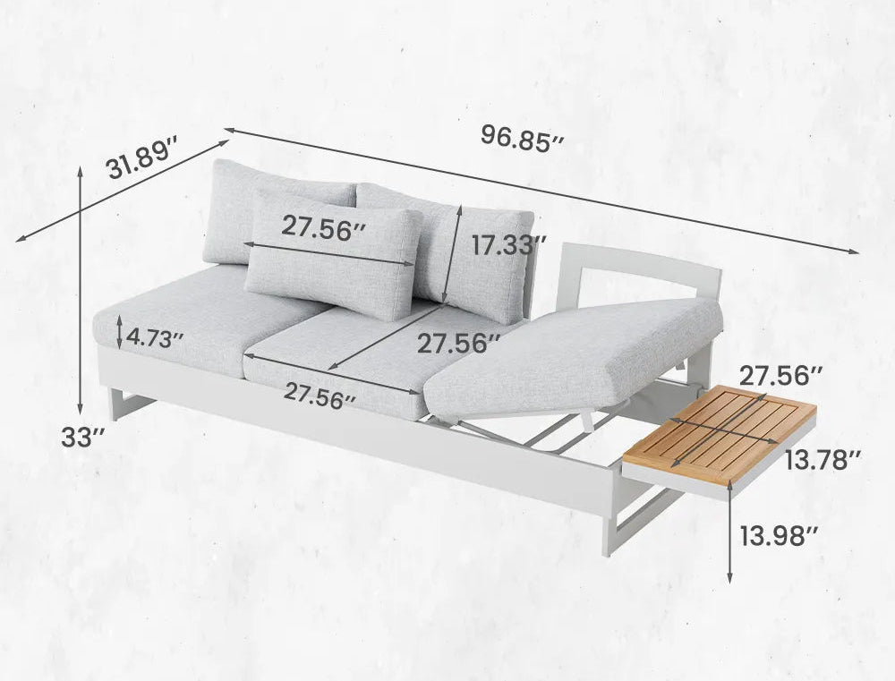Walnut & Grey / Sofa-A / Aluminium Alloy