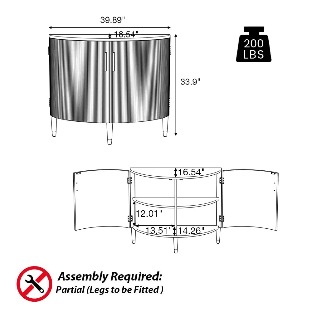 Walnut Color / 39.37 x 16.54 x 33.86 inch / MDF & Solid Wood