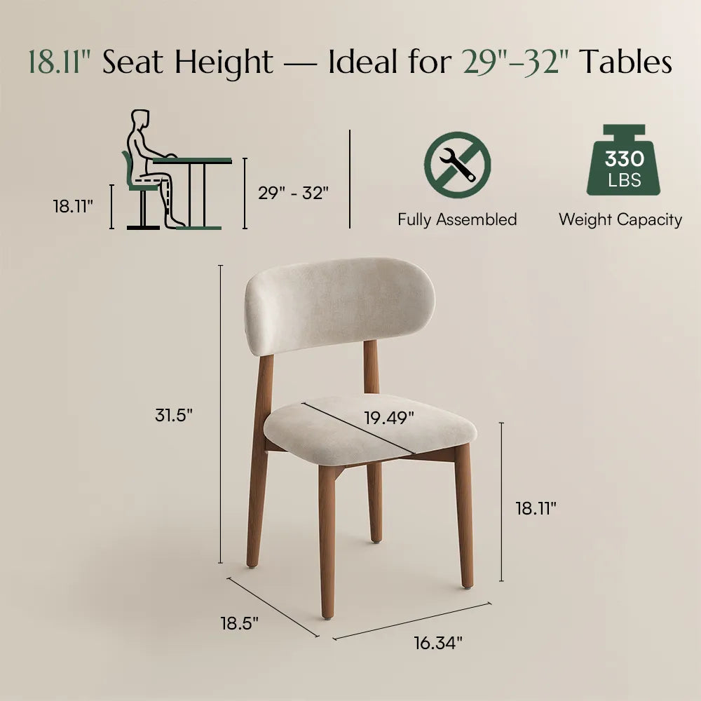 Beige & Walnut Cotton Linen / 2 Pieces