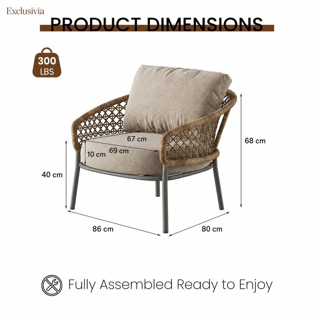 Solara Outdoor Lounge Chair Set — Khaki & Brown (Set of 2) - Exclusivia