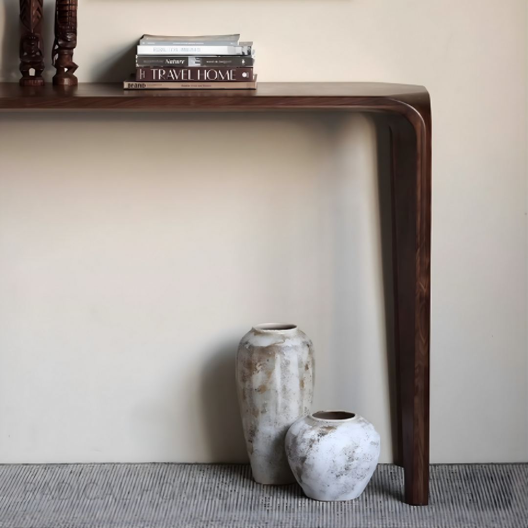 SELVA Modern Walnut Wood Console Table