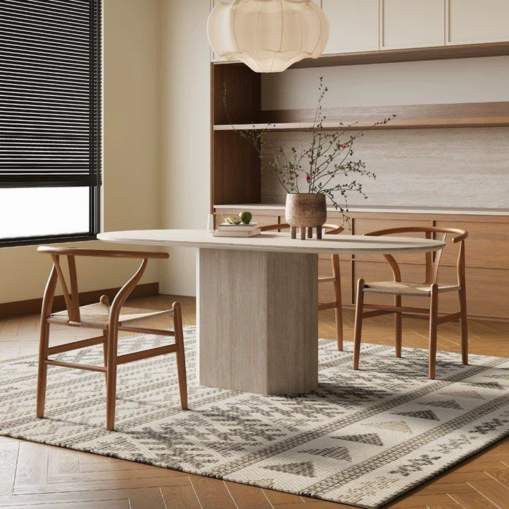 TERRON Modern Travertine Dining Table