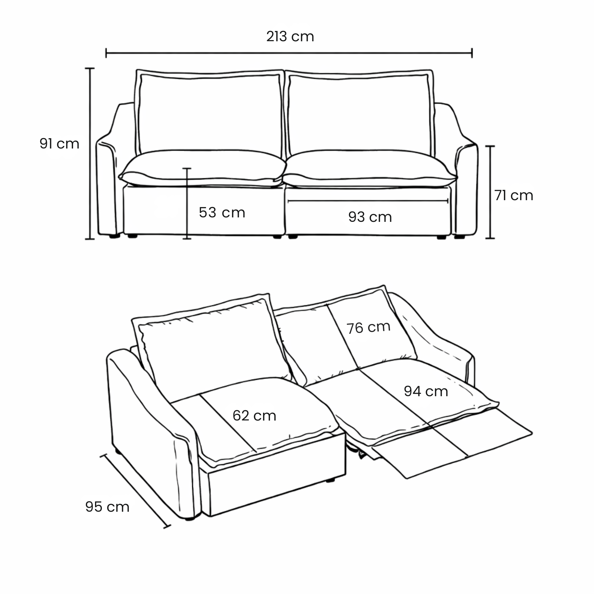 2 seaters / 2 Recliners / Velvet Beige