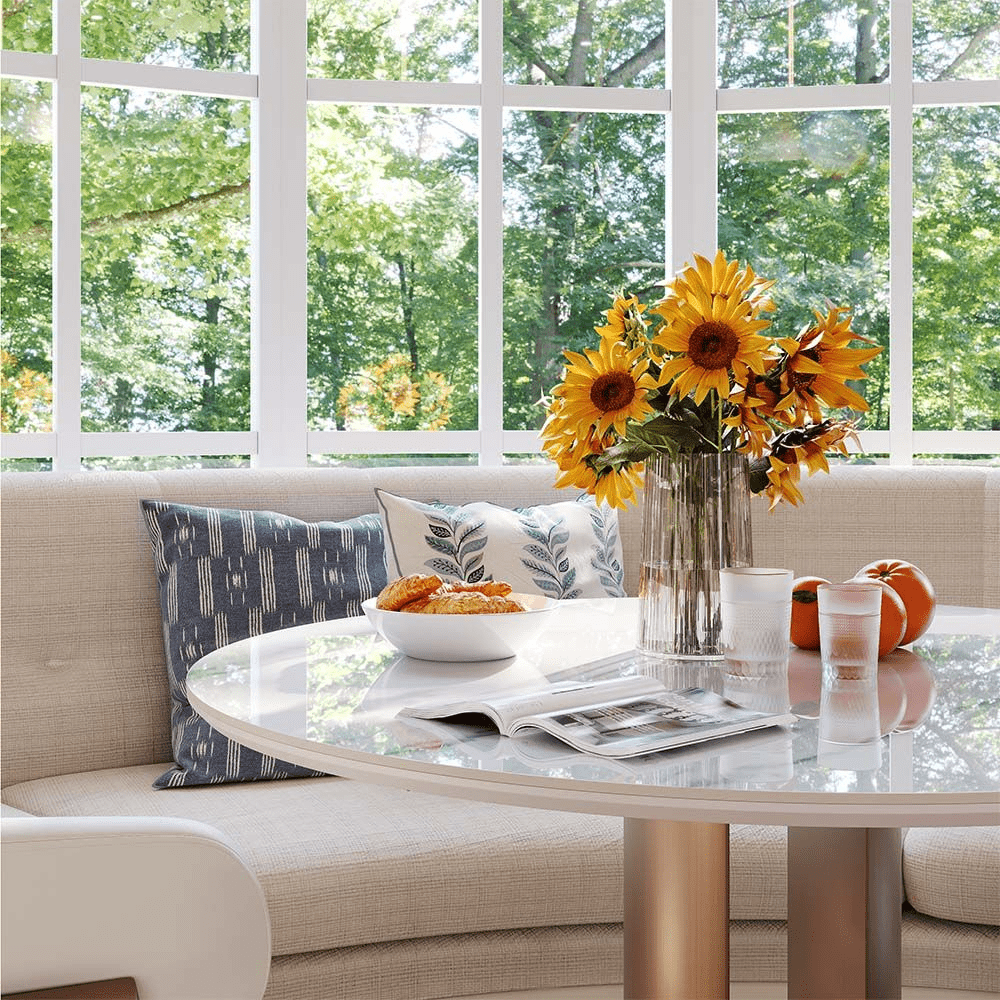 35" Modern White Glossy Sintered Stone Breakfast Nook Table - Exclusivia