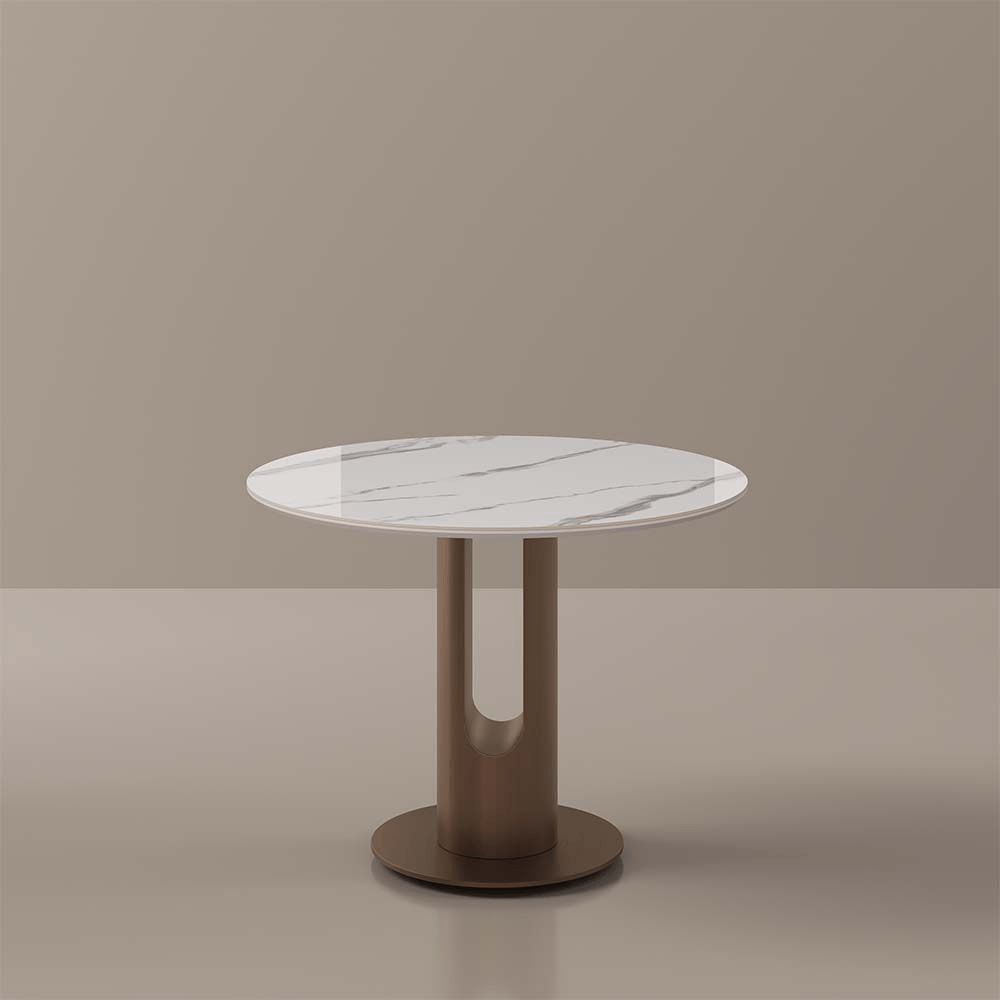 35" Modern White Glossy Sintered Stone Breakfast Nook Table - Exclusivia