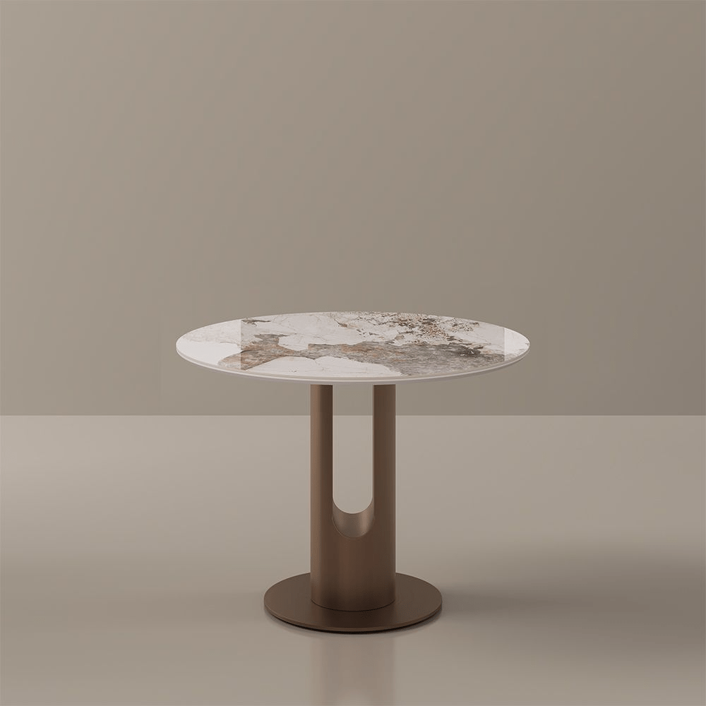 35" Modern White Glossy Sintered Stone Breakfast Nook Table - Exclusivia
